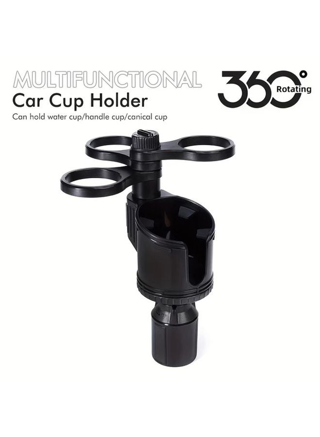 Black Rotatable Car Cup Holder Expander 4 Cup Multi Functional Organizer - Image 5